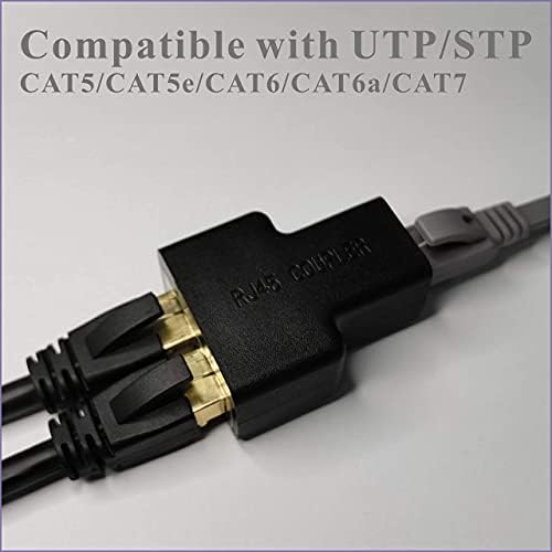 מפצל אתרנט [שימוש בשילוב בלבד] כבל רשת מתאם חטיבת חטיבת כבל LAN 1to2 מפריד יציאה קו אינטרנט Segregator 1 עד 2 דרך מחבר לרכזת RJ45 Cat5/Cat5e/Cat6/Cat6a/Cat6e/Cat7 [2-Pack]